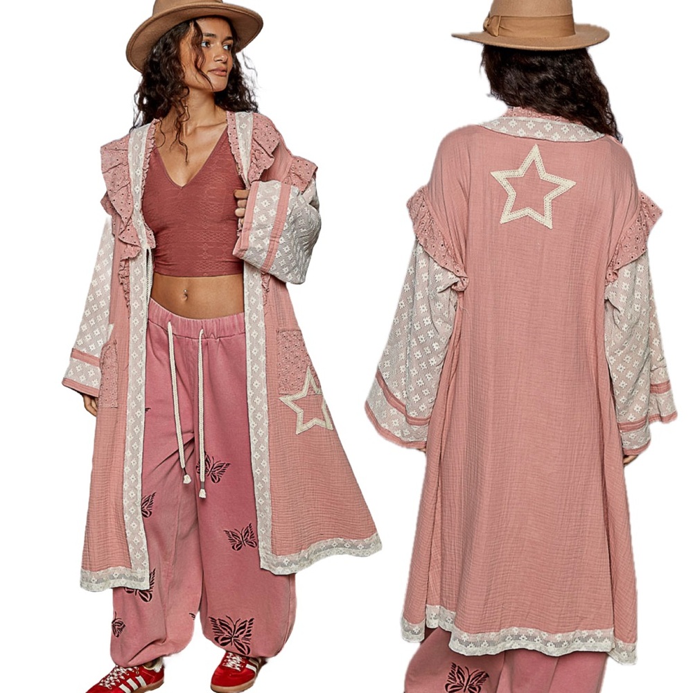 POL Whispers of Lace Pink Duster / Cardigan